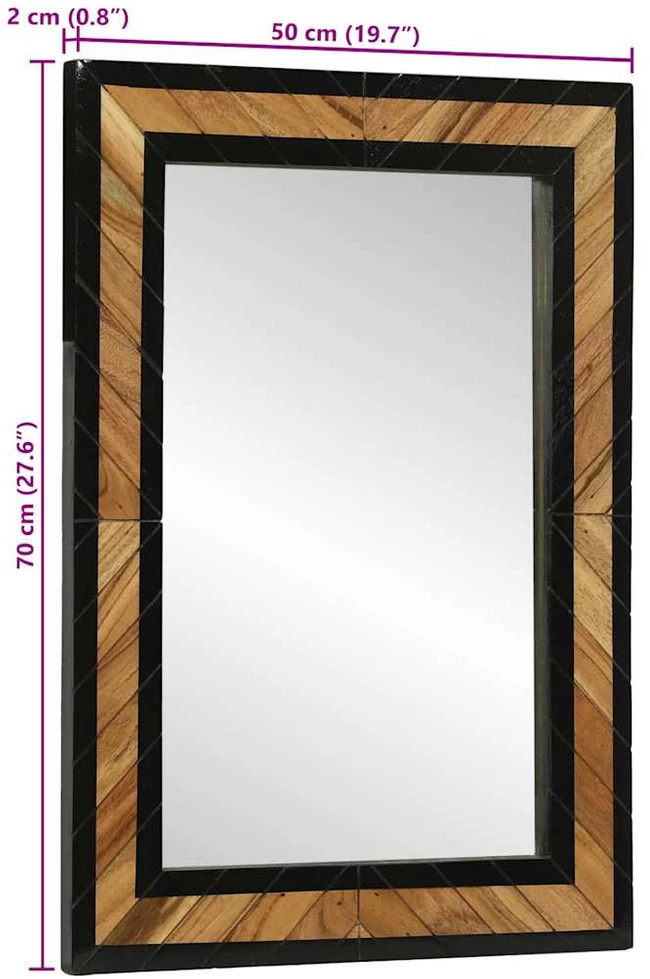 Sieninis veidrodis Stačiakampio Juoda ir Ruda 70 x 2 x 70 cm