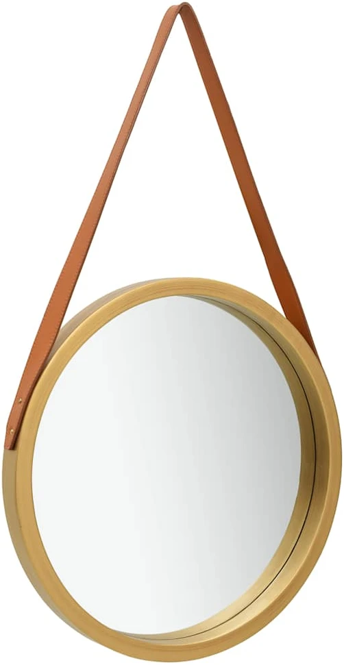 Sieninis veidrodis su dirželiu, auksinės spalvos, 40cm