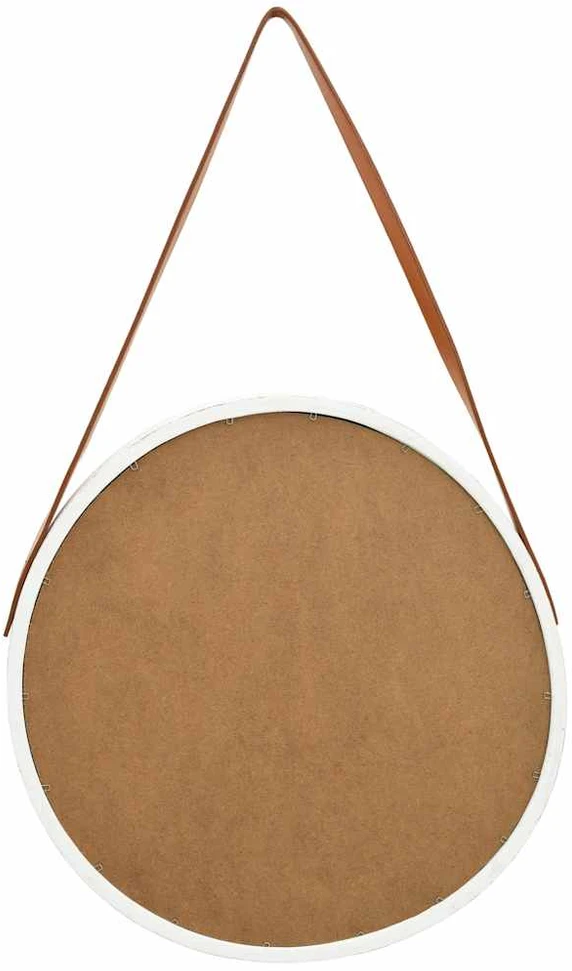 Sieninis veidrodis su dirželiu, baltos spalvos, 50cm