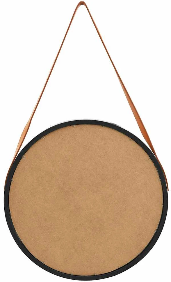 Sieninis veidrodis su dirželiu, juodos spalvos, 50cm