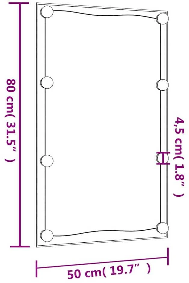 Sieninis veidrodis su LED lemputėmis, 50x80cm, stiklas