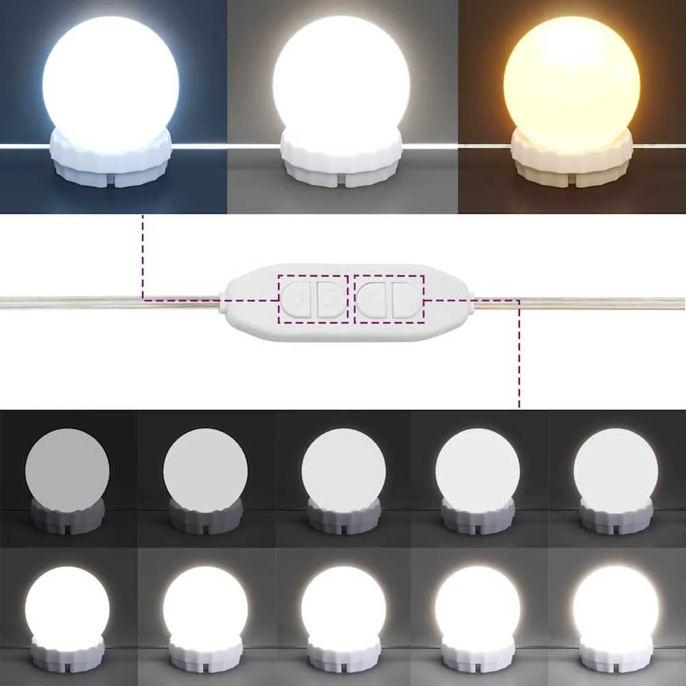 Sieninis veidrodis su LED lemputėmis, apskritas, stiklas