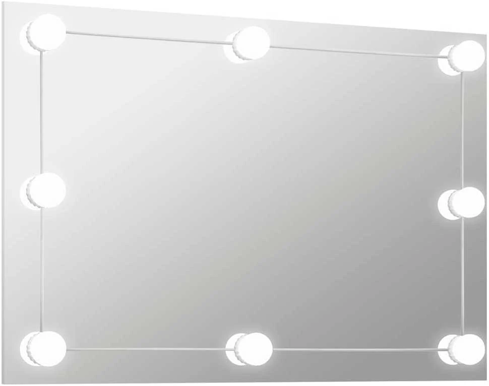 Sieninis veidrodis su LED lemputėmis, stačiakampis, stiklas