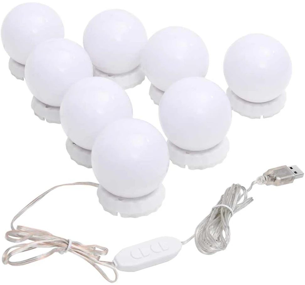 Sieninis veidrodis su LED lemputėmis, stačiakampis, stiklas