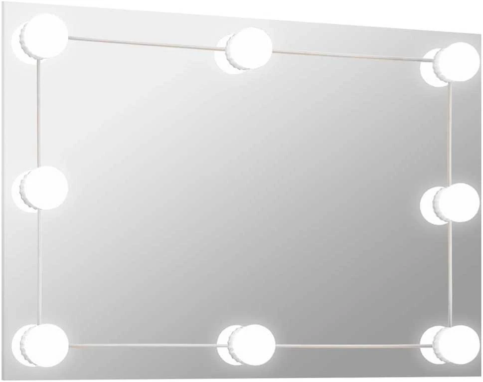 Sieninis veidrodis su LED lemputėmis, stačiakampis, stiklas