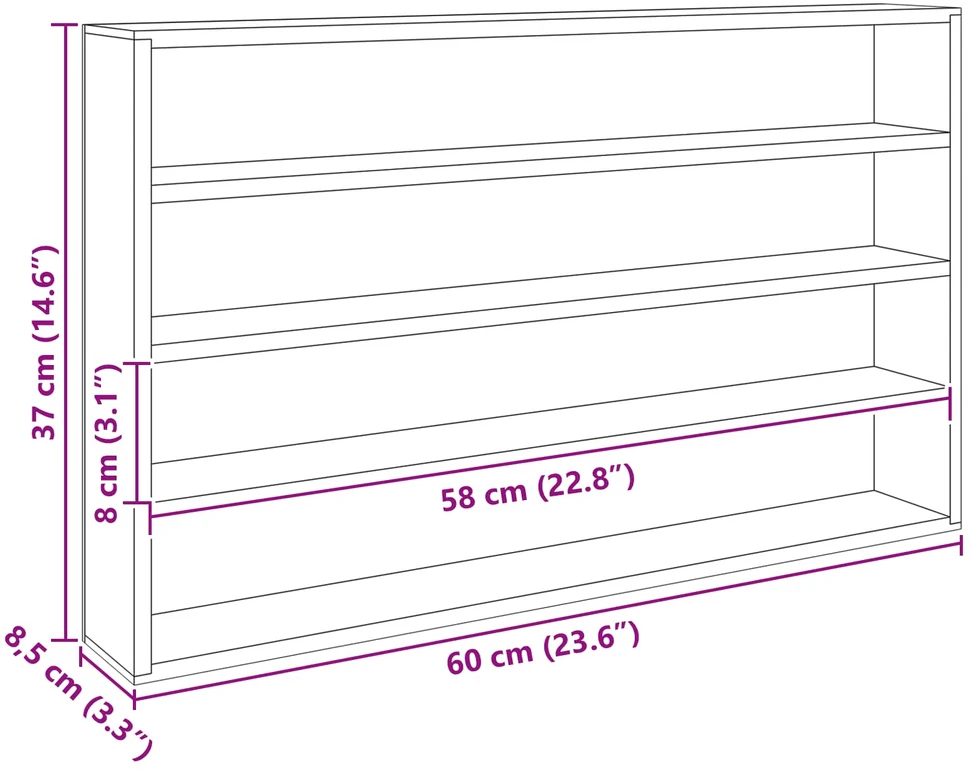 Sieninis vitrina Sieninis Smėlio 60 x 8,5 x 37 cm