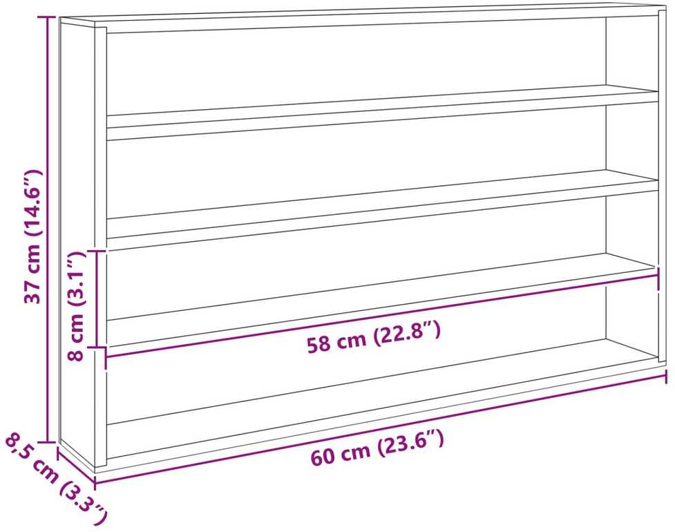 Sieninis vitrina Sieninis Smėlio 60 x 8,5 x 37 cm