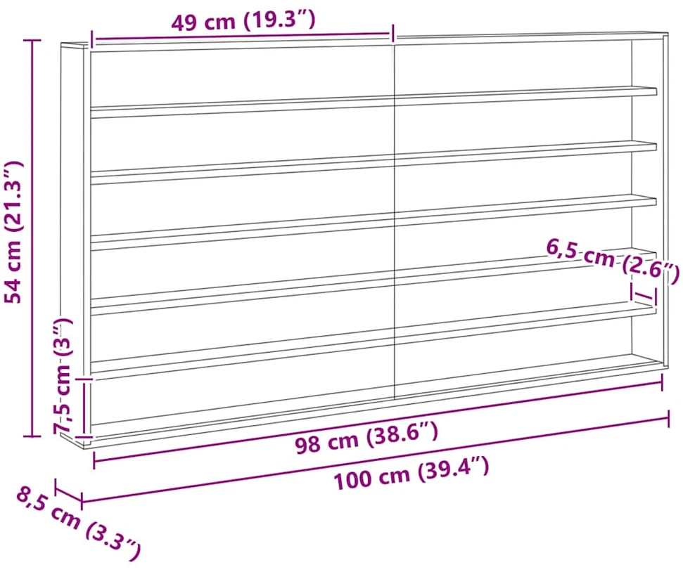Sieninis vitrina su lentyna Smėlio 100 x 8,5 x 54 cm fanera