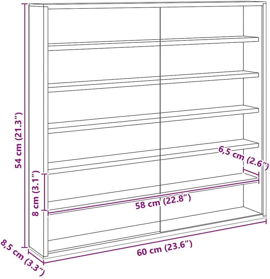 Sieninis vitrina su lentyna Smėlio 60 x 8,5 x 54 cm fanera