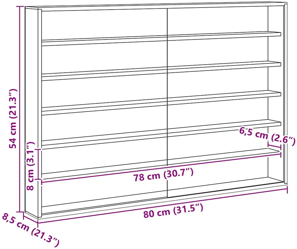 Sieninis vitrina su lentyna Smėlio 80 x 8,5 x 54 cm fanera