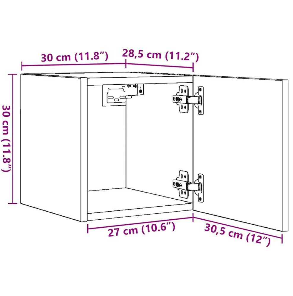 TV staliukas Sieninės televizoriaus spintelės, 2vnt., medienos, 30,5x30x30cm