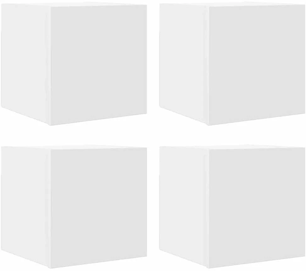 TV staliukas Sieninės televizoriaus spintelės, 4vnt., baltos, 30,5x30x30cm