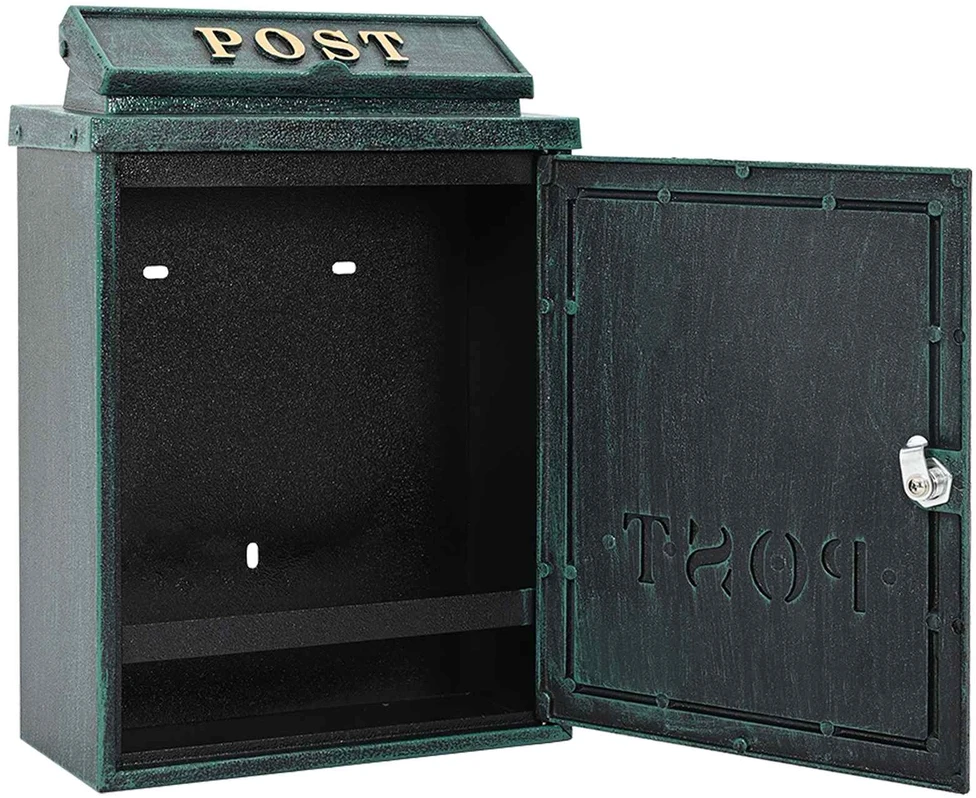Sienoje Montuojama Pašto Dėžutė Žalia 29 x 13 x 41 cm