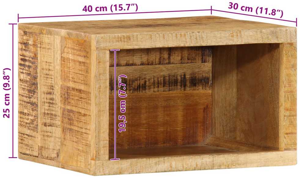 Šalia lovos spintelė Ruda 40 x 30 x 25 cm Kietas mango medis