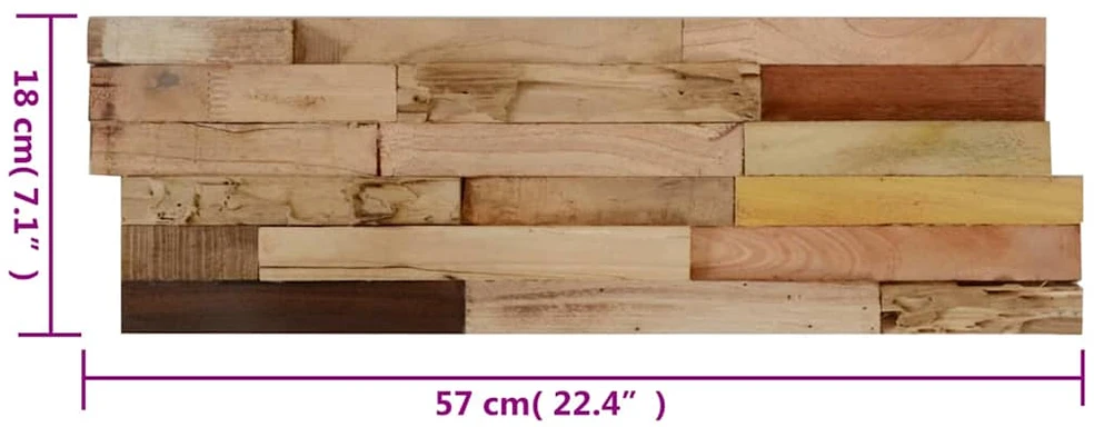 Sienos apdailos plokštės, 10vnt., perdirbtas tikmedis, 1,03m²