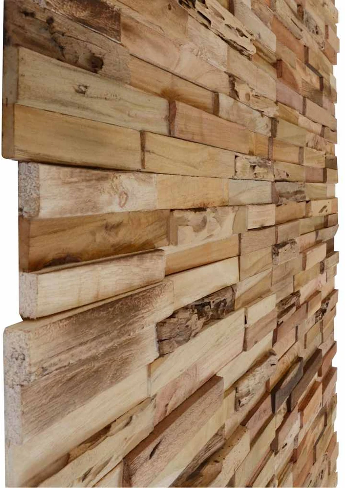 Sienos apdailos plokštės, 10vnt., perdirbtas tikmedis, 1,03m²