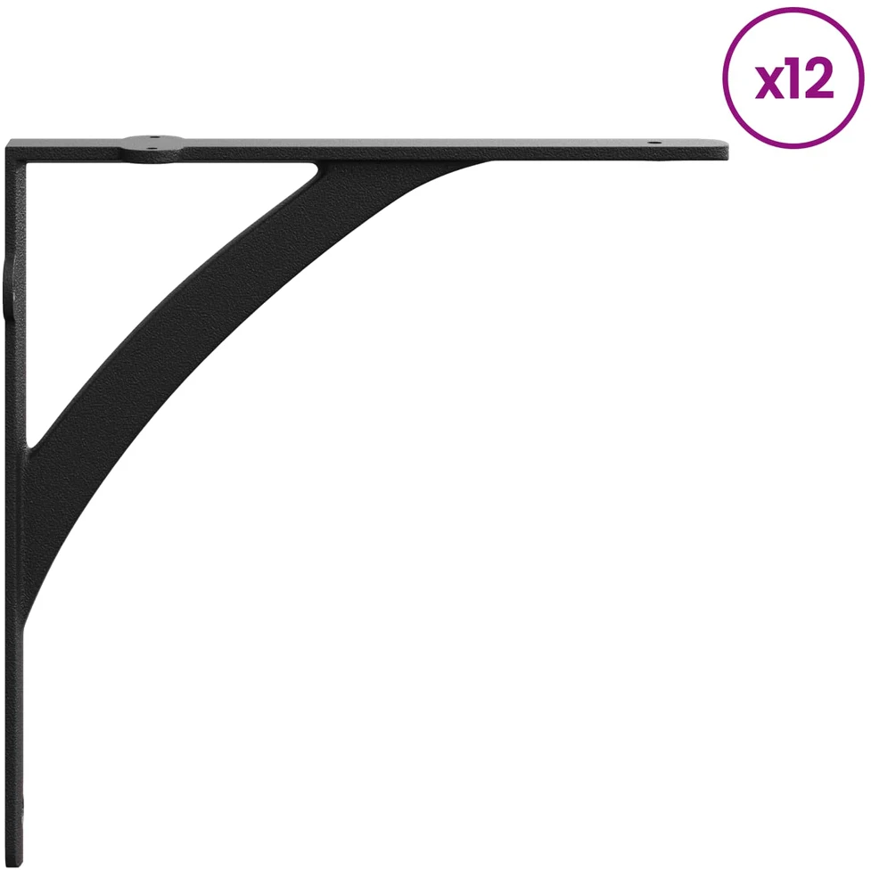 Sienos lentynos laikikliai 12 vnt. Juoda 14.5 x 14.5 x 3.5 cm