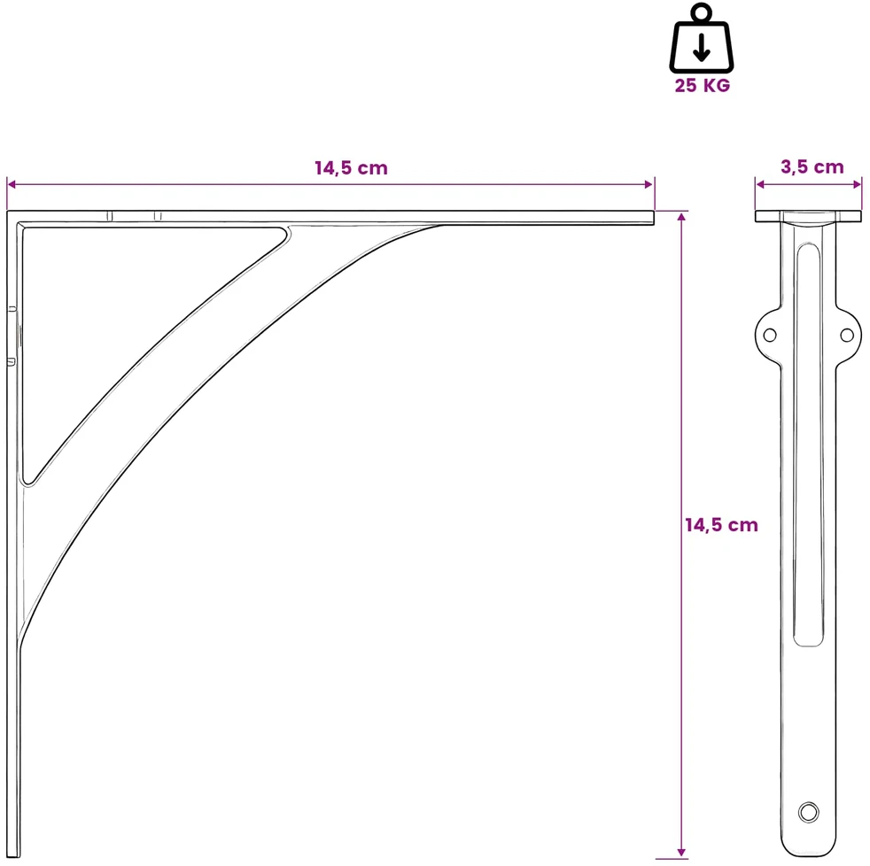 Sienos lentynos laikikliai 12 vnt. Juoda 14.5 x 14.5 x 3.5 cm