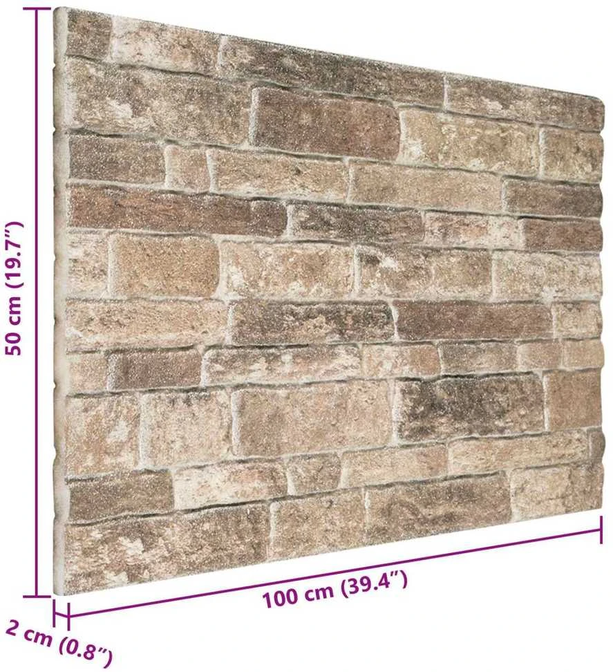 Sienų plokštės 10 vnt. 100 x 50 cm Įvairiaspalvis EPS putos