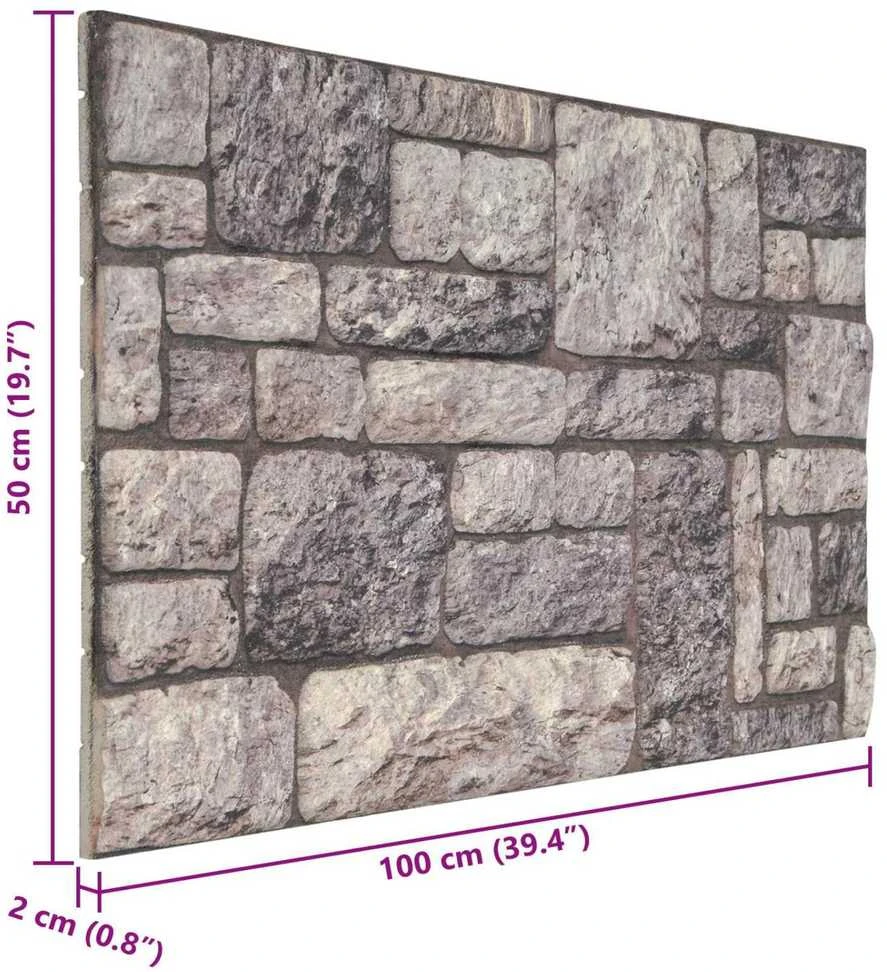 Sienų plokštės 10 vnt. 100 x 50 cm Pilka ir balta EPS putos