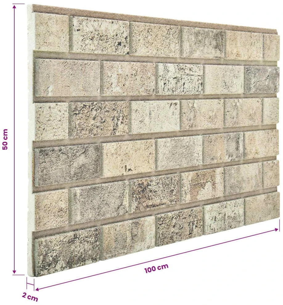 Sienų plokštės 10 vnt. 100 x 50 cm Smėlio EPS putos