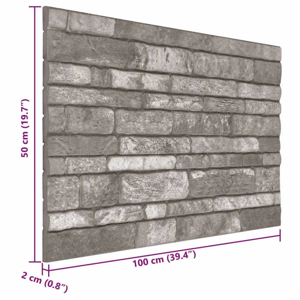 Sienų plokštės 10 vnt. 100 x 50 cm Tamsiai pilka EPS putos