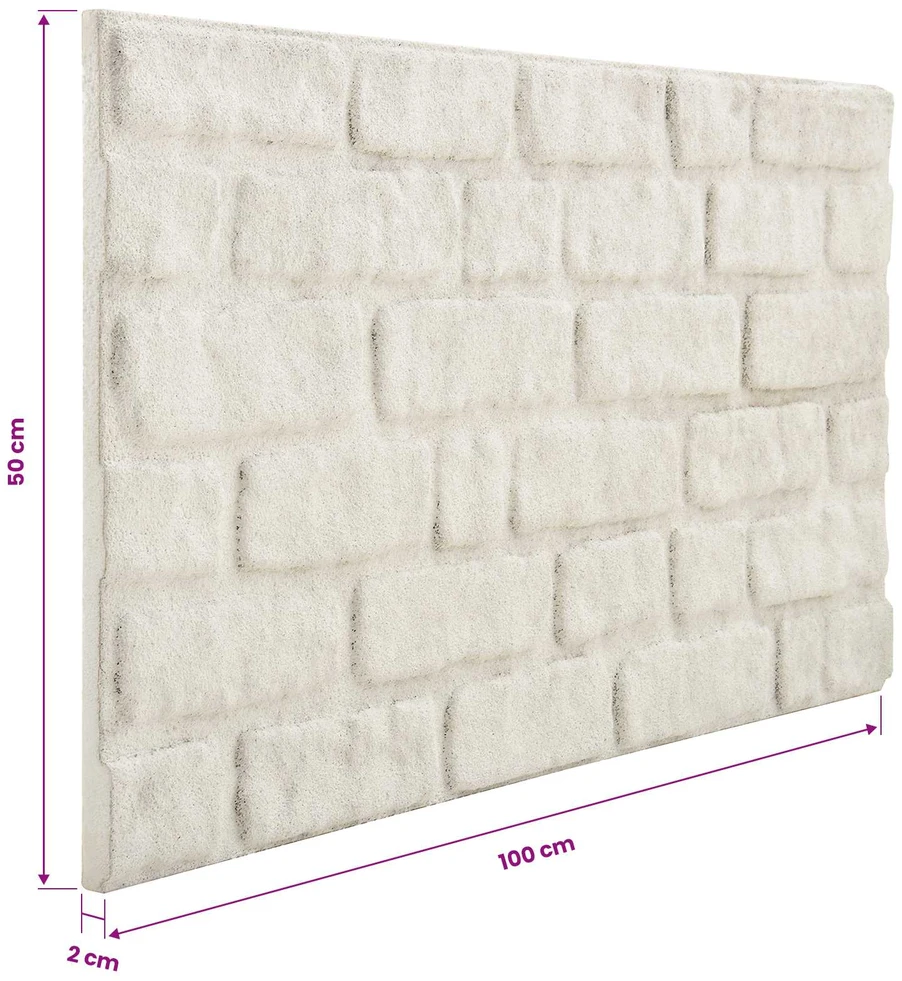 Sienų plokštės 10 vnt. 100 x 50 cm Balta EPS putos