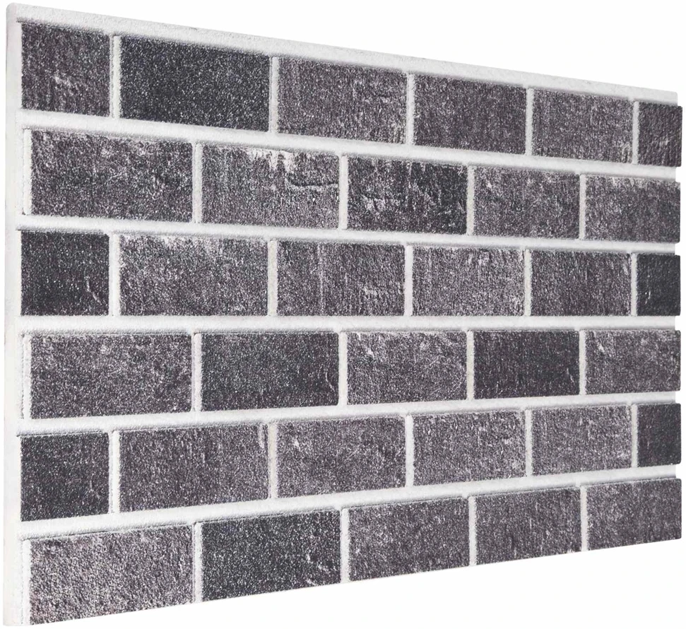 Sienų plokštės 10 vnt. 100 x 50 cm Juoda ir pilka EPS putos