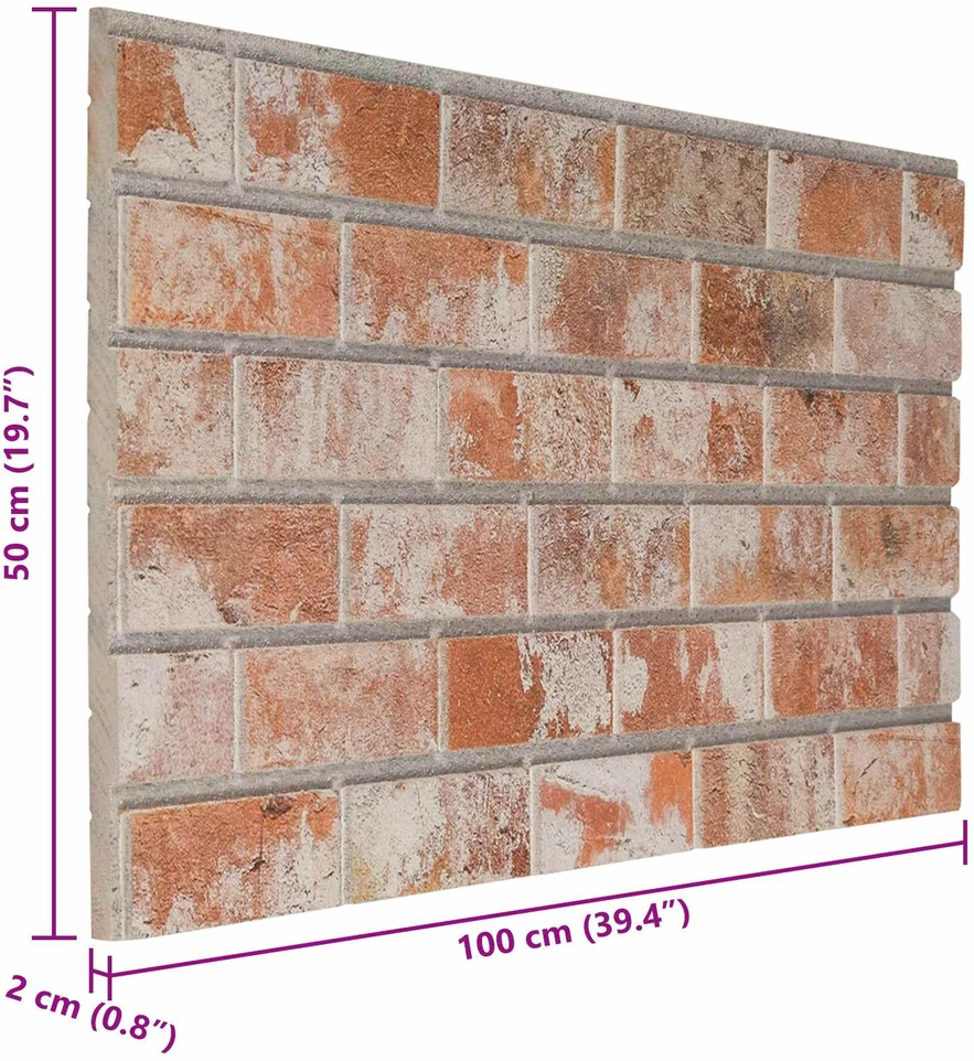 Sienų plokštės 10 vnt. 100 x 50 cm Oranžinė EPS putos