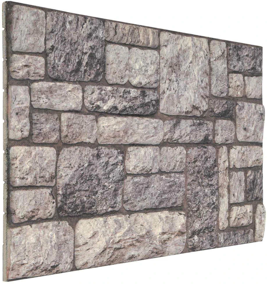 Sienų plokštės 10 vnt. 100 x 50 cm Pilka ir balta EPS putos