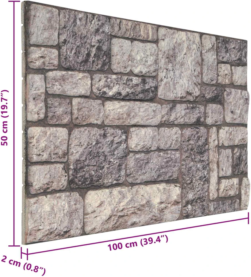 Sienų plokštės 10 vnt. 100 x 50 cm Pilka ir balta EPS putos