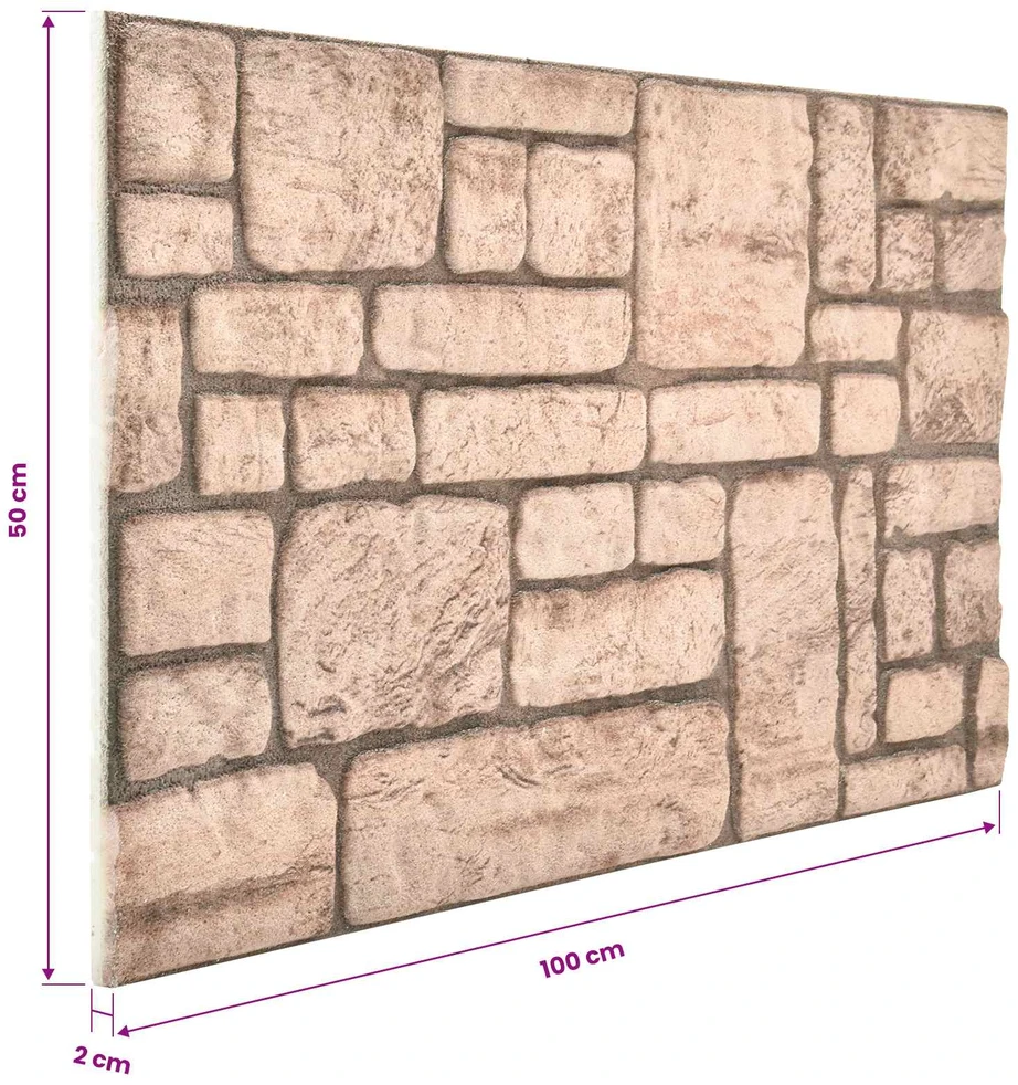 Sienų plokštės 10 vnt. 100 x 50 cm Smėlio EPS putos