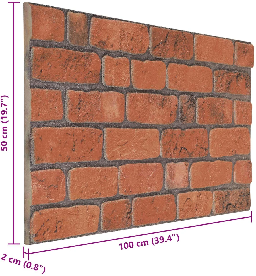 Sienų plokštės 10 vnt. 100 x 50 cm Terakotos EPS putos