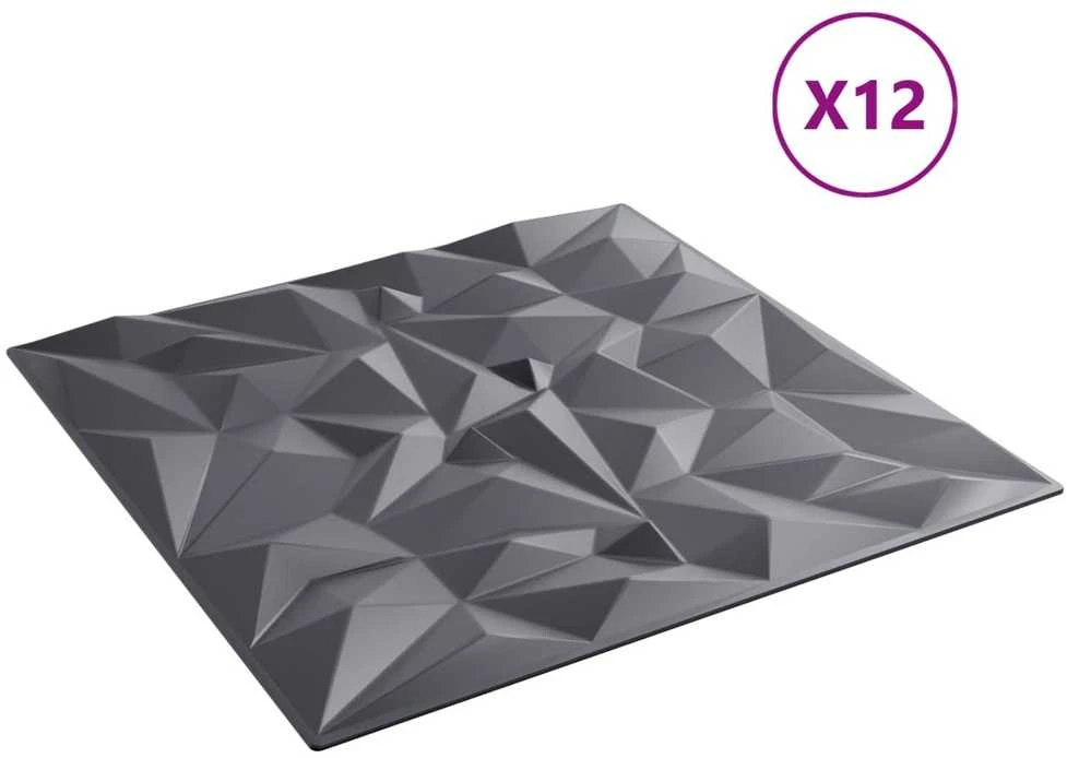 Sienų plokštės 12 vnt. 50 x 50 cm Amethyst Pilkas
