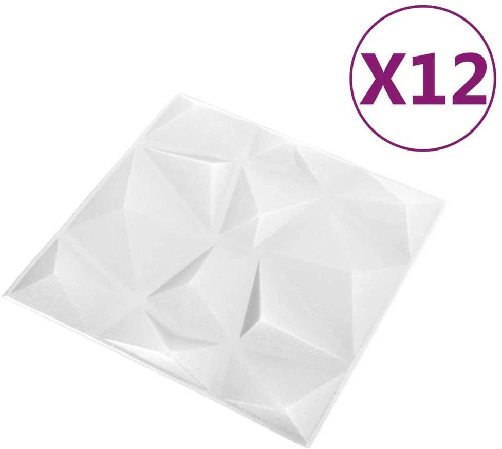 Sienų plokštės 12 vnt. 50 x 50 cm Diamond Baltas XPS Putplastis