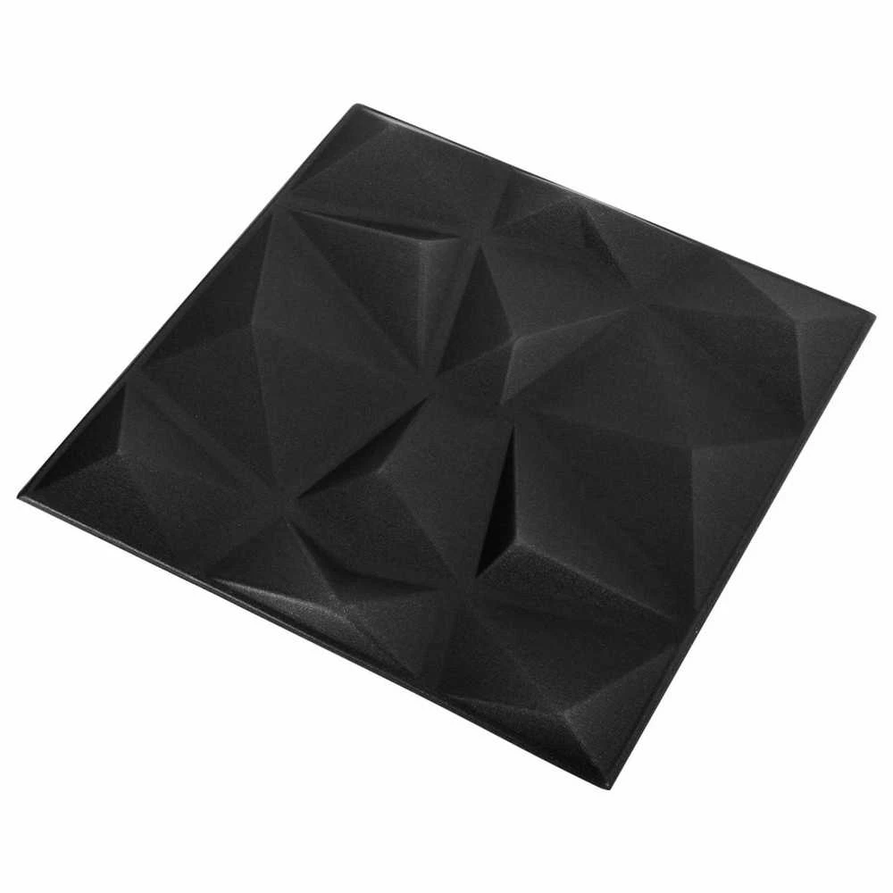 Sienų plokštės 12 vnt. 50 x 50 cm Diamond Juodas XPS Putplastis
