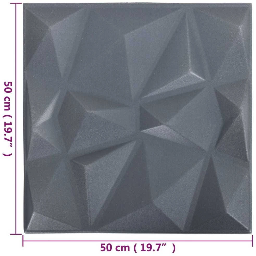 Sienų plokštės 12 vnt. 50 x 50 cm Diamond Pilkas XPS Putplastis