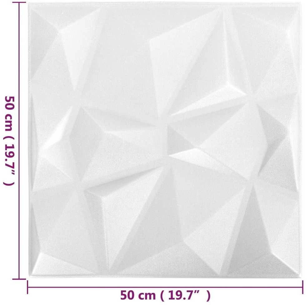 Sienų plokštės 12 vnt. 50 x 50 cm Origami Baltas XPS Putplastis