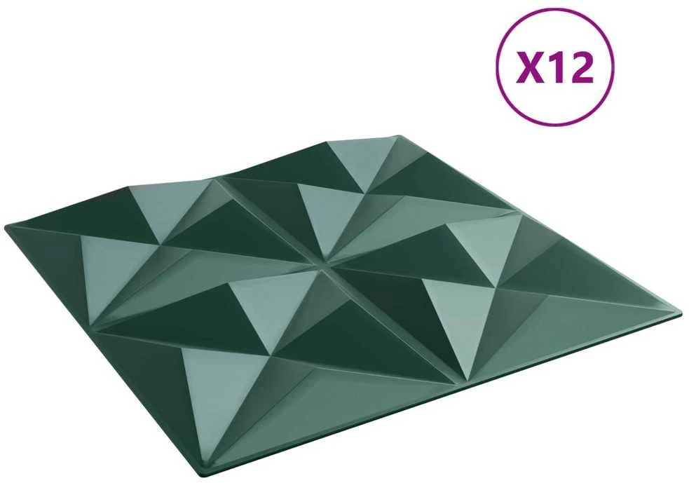 Sienų plokštės 12 vnt. 50 x 50 cm Origami Žalias XPS Putplastis