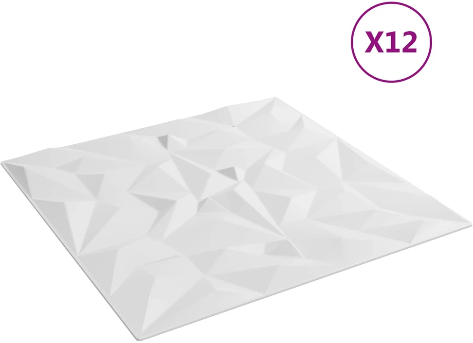 Sienų plokštės 12 vnt. 50 x 50 cm Balta XPS Putplastis