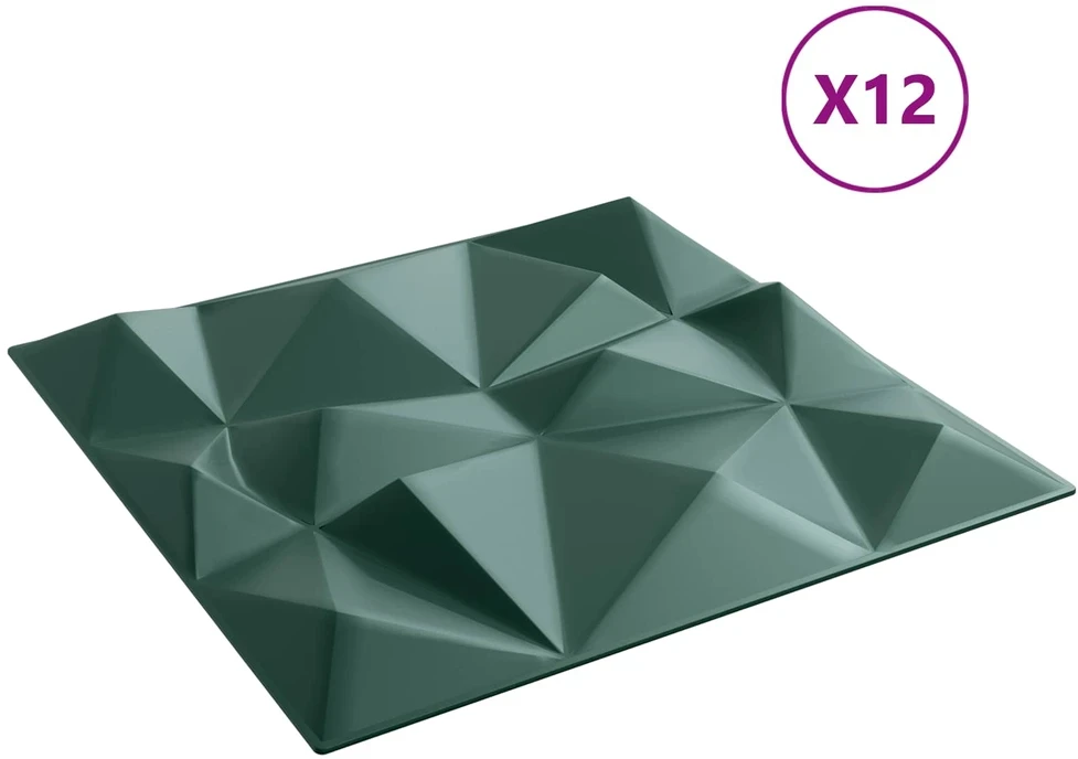Sienų plokštės 12 vnt. 50 x 50 cm Diamond Žalias XPS Putplastis