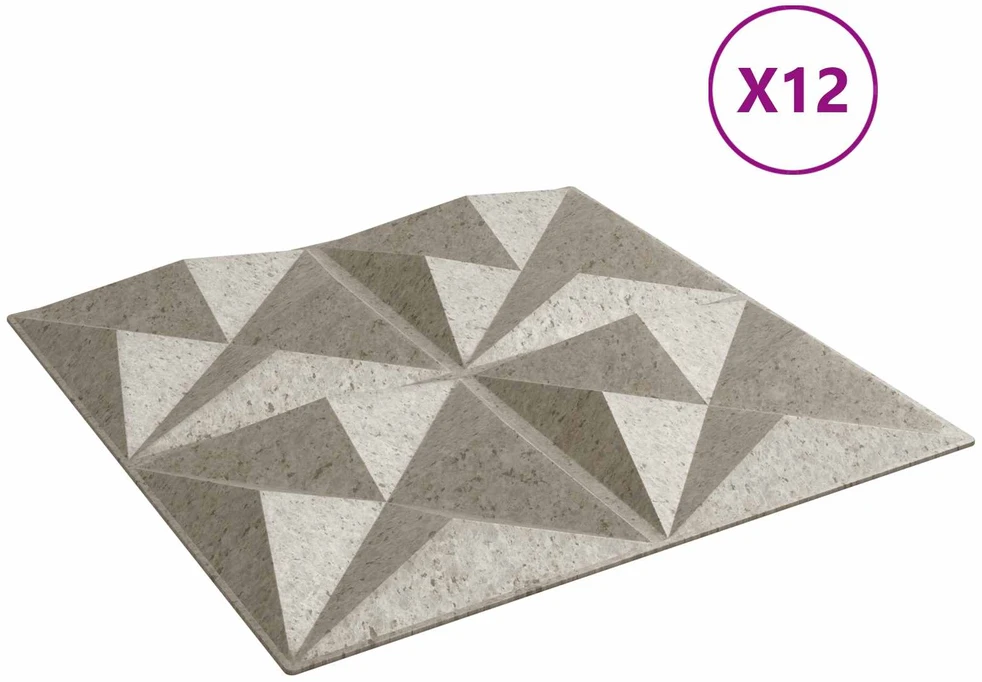 Sienų plokštės 12 vnt. 50 x 50 cm Origami Beton XPS Putplastis