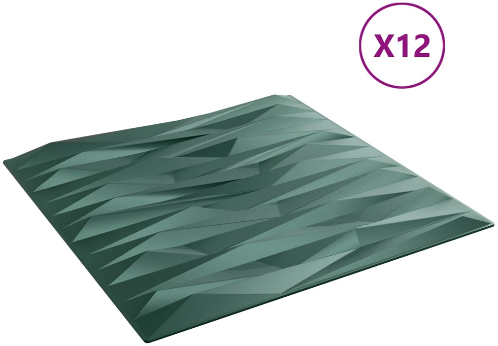 Sienų plokštės 12 vnt. 50 x 50 cm Stone Žalias XPS Putplastis