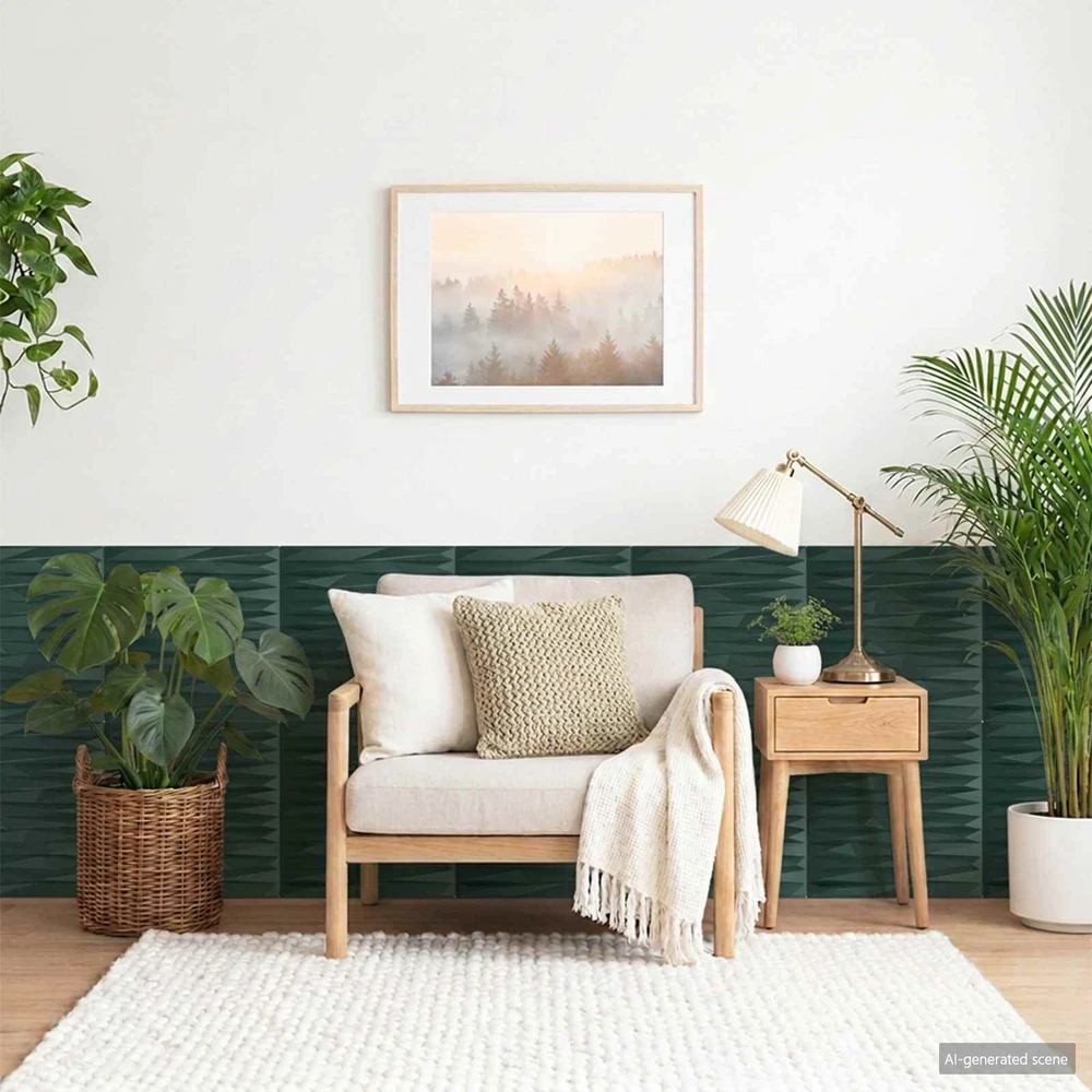 Sienų plokštės 12 vnt. 50 x 50 cm Stone Žalias XPS Putplastis