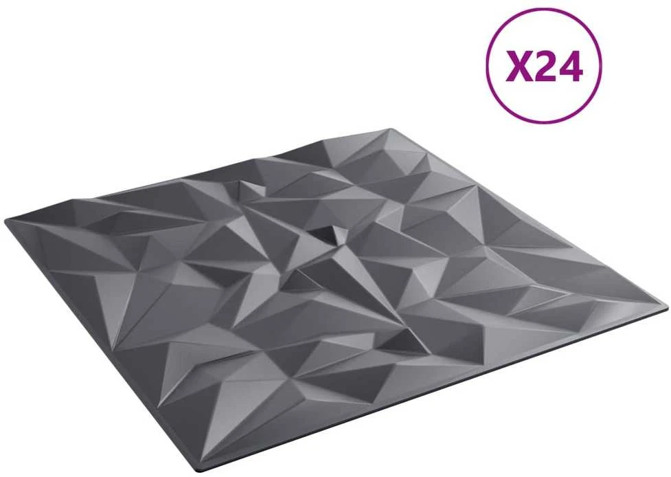 Sienų plokštės 24 vnt. 50 x 50 cm Amethyst Pilkas