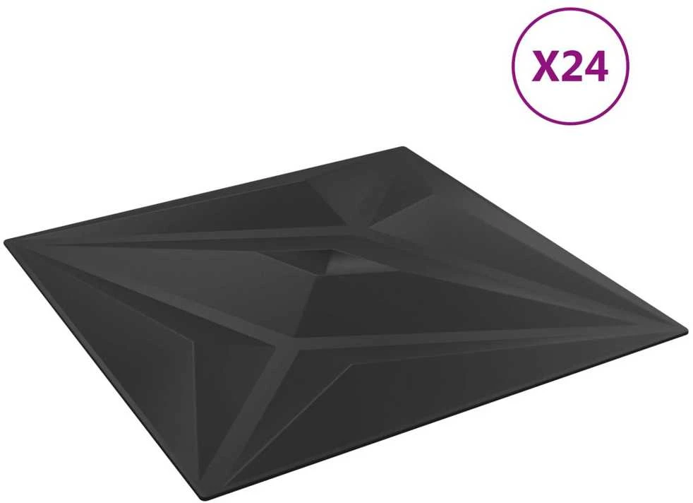 Sienų plokštės 24 vnt. 50 x 50 cm Juodas Star XPS Putplastis