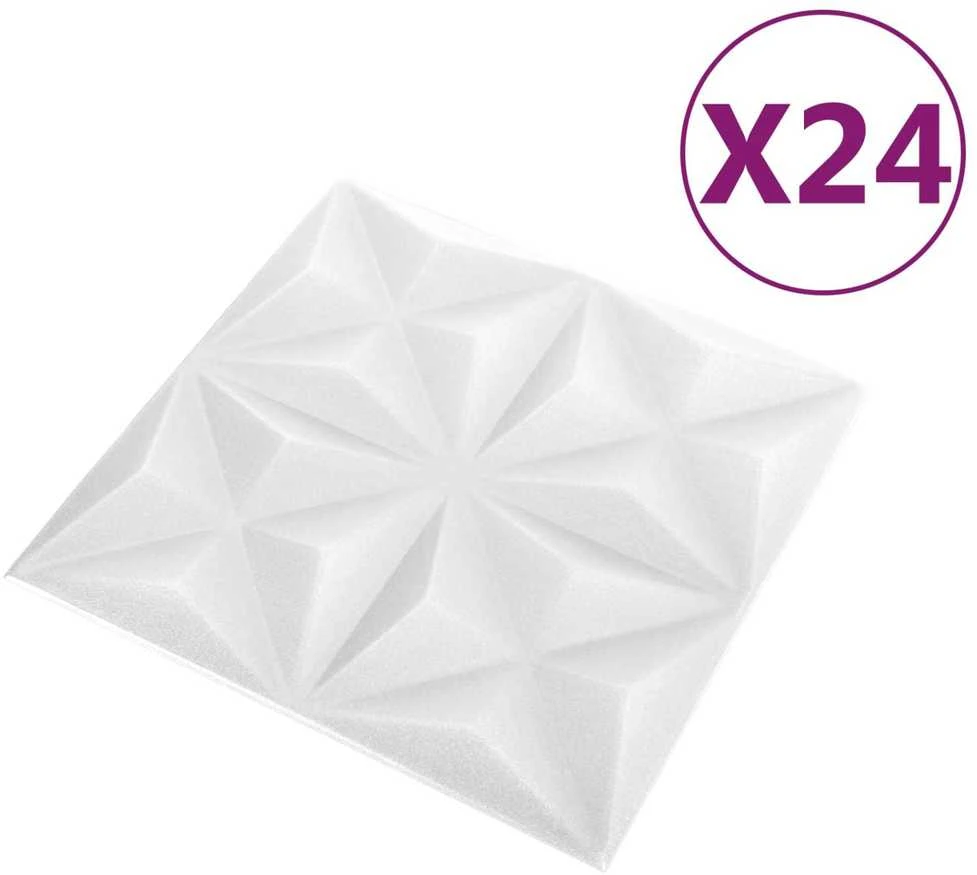 Sienų plokštės 24 vnt. 50 x 50 cm Origami Baltas XPS Putplastis
