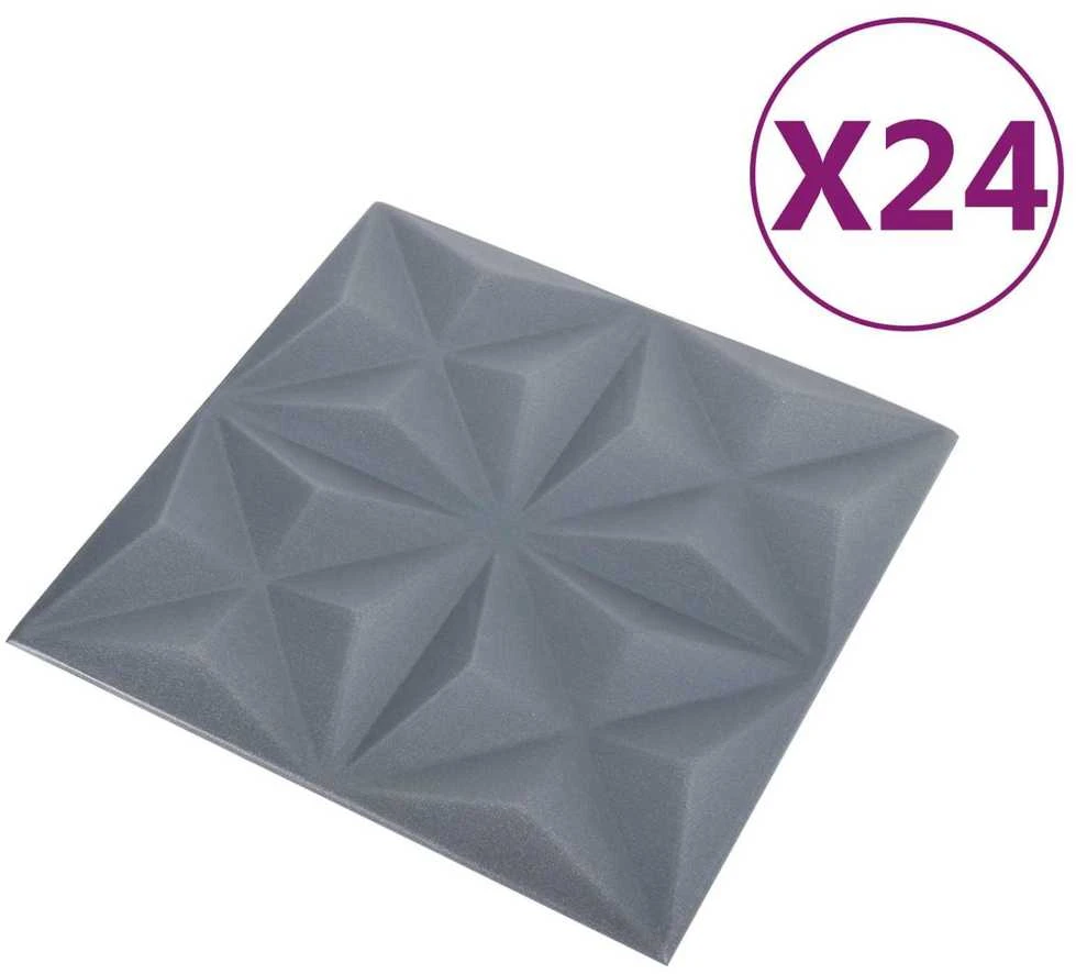 Sienų plokštės 24 vnt. 50 x 50 cm Origami Pilkas XPS Putplastis