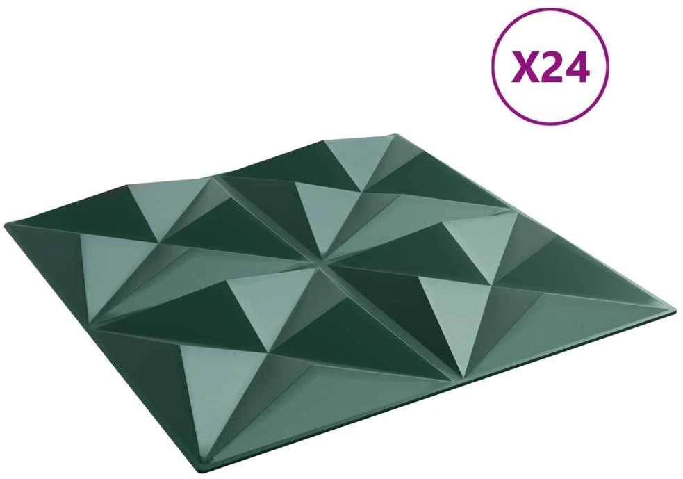 Sienų plokštės 24 vnt. 50 x 50 cm Origami Žalias XPS Putplastis