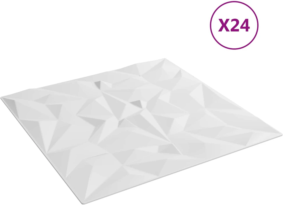 Sienų plokštės 24 vnt. 50 x 50 cm Balta XPS Putplastis